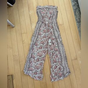 American Eagle Outfitters Floral Strapless Jumpsuit